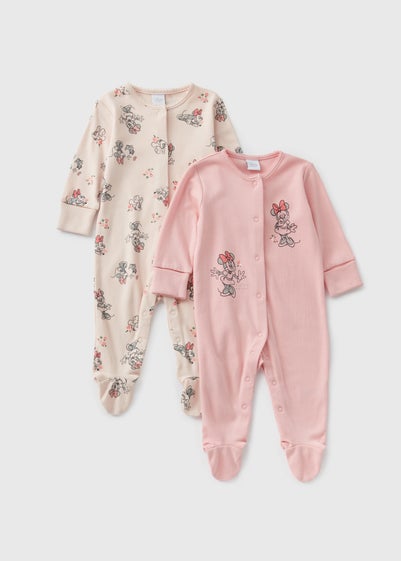 2 Pack Disney Baby Minnie Mouse Sleepsuits (Newborn-18mths)