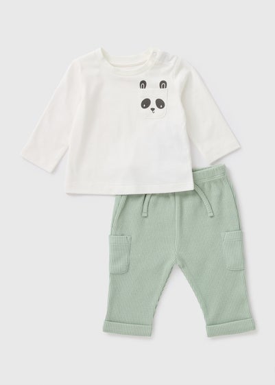 Baby White Panda Top & Jogging Bottoms Set (Newborn-23mths)