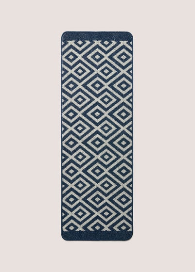 Navy Geometric Runner (50cm x 150cm)