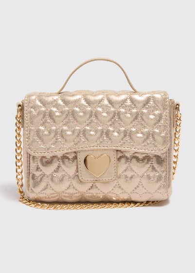 Girls Gold Quilted Cross Body Bag