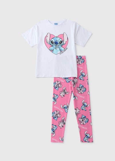 Stitch Girls Pink Top & Legging Set (4-12yrs)