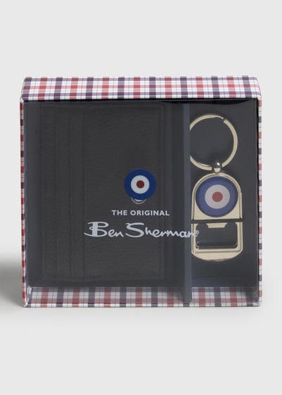 Ben Sherman Black Cardholder & Keychain Set