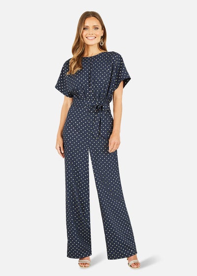 Mela Navy Spot Batwing Jumpsuit