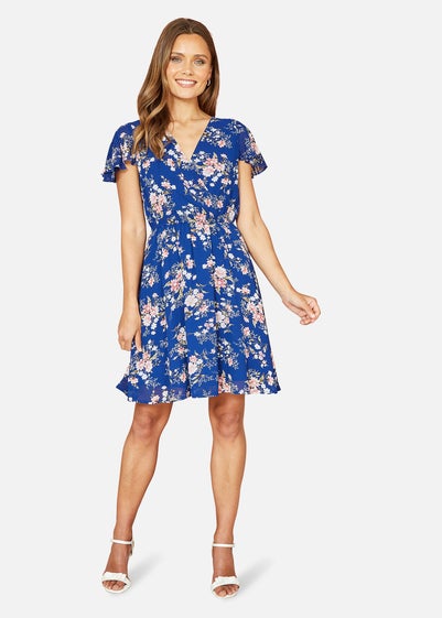 Mela Navy Floral Print Skater Dress