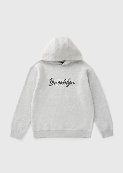 Boys Grey Marl NYC Hoodie (7-15yrs)