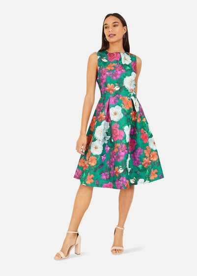 Yumi Green Floral Skater Dress