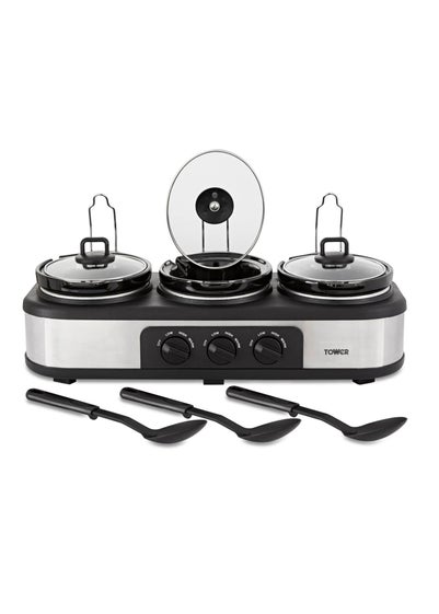 Tower Stainless Steel Three Pot Slow Cooker