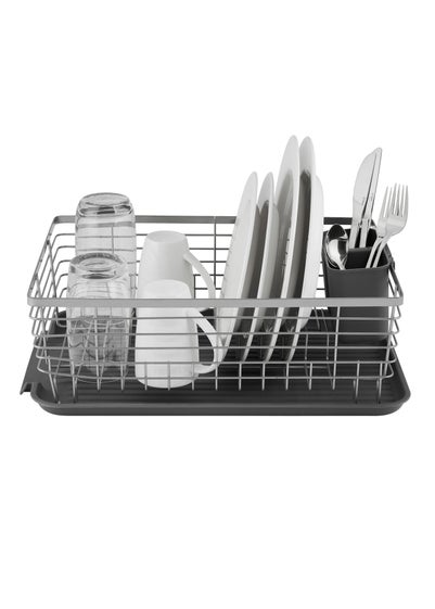 Tower Grey Compact Dishrack With Cutlery