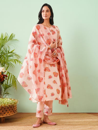 Women Pink Cotton Collection Dupatta