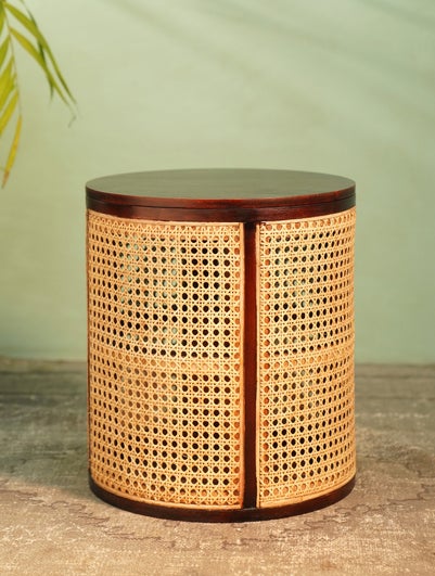 Beige Brown Rattan/Wicker Stool