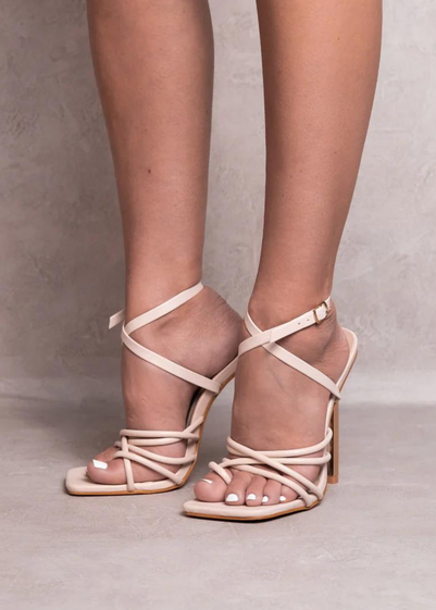 Where's That From Cream Annabella High Heels With Crossover Straps