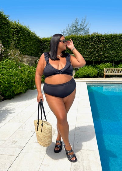 In The Style Black Co Ord High Bikini Bottoms