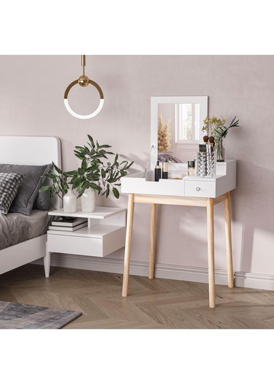 HOMCOM White Dressing Table 2 Drawers (60cm x 50cm x 85.5cm)