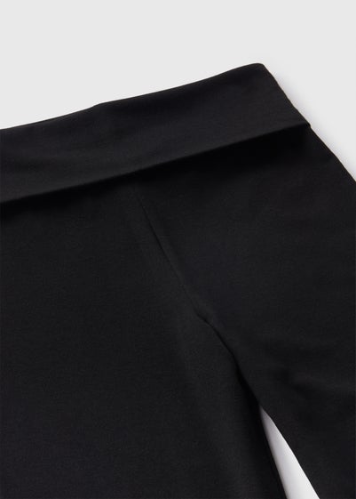 Girls Black Jersey Fold Over Flare Trousers (7-15yrs)