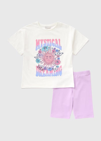 Girls Cream Mystical Dreaming T-Shirt & Shorts Set (7-15yrs)