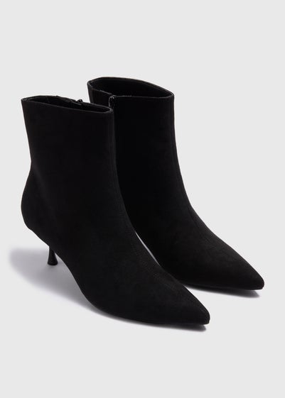 Black Wide Fit Pointed Ankle Boots