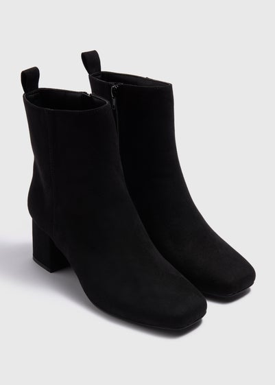 Black Wide Fit Block Heel Ankle Boots