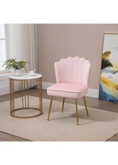 HOMCOM Pink Velvet-Feel Accent Chair (57cm x 58cm x 88cm)