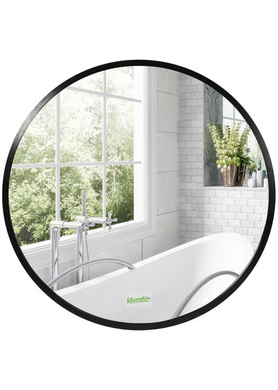 HOMCOM Black Kleankin Round Bathroom Mirror (40cm x 2cm x 40cm)