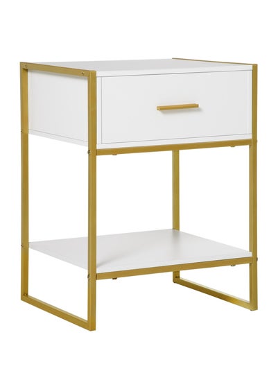 HOMCOM White Modern Bedside Table (45cm x 40cm x 60cm)