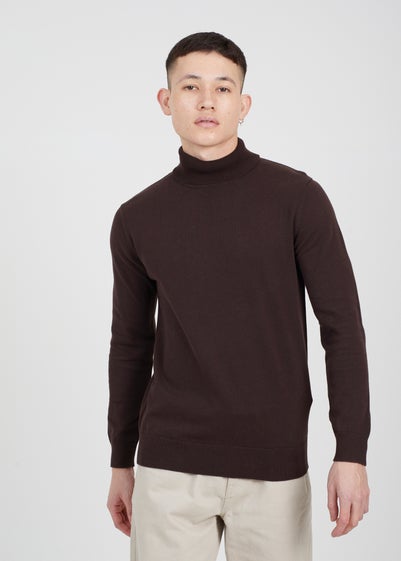 Brave Soul Chocolate Roll Neck Jumper