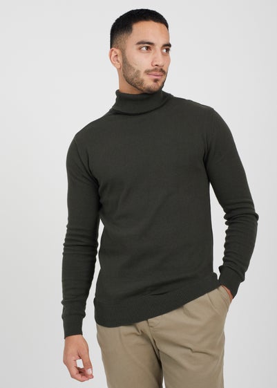 Brave Soul Khaki Roll Neck Jumper