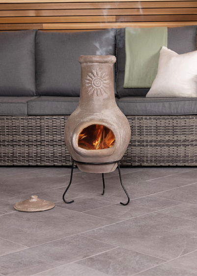 Charles Bentley Outdoor Medium Natural Clay Chiminea Patio Heater (80cm x 35cm)