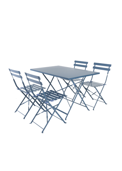 Charles Bentley Rectangular Folding Metal Navy Grey Dining Set (4 Seater)