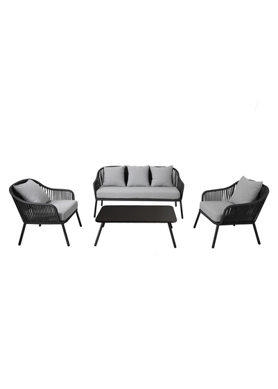 Charles Bentley Rope and Metal Black & Grey Lounge Set (4 Seater)