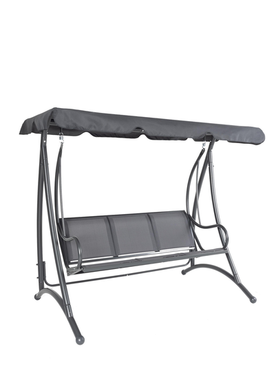 Charles Bentley Grey Swing Seat Bench Hammock with Canopy 3 Seater (H170 x D121 x W194cm)