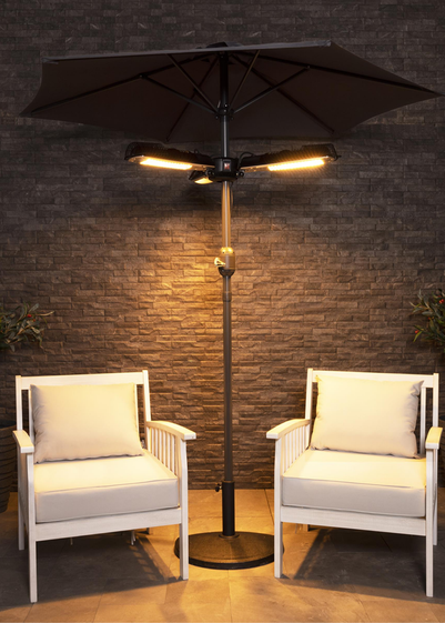 Charles Bentley Black 2000W Parasol Mounted Electric Patio Heater (H8.5 x L100 x W100cm)