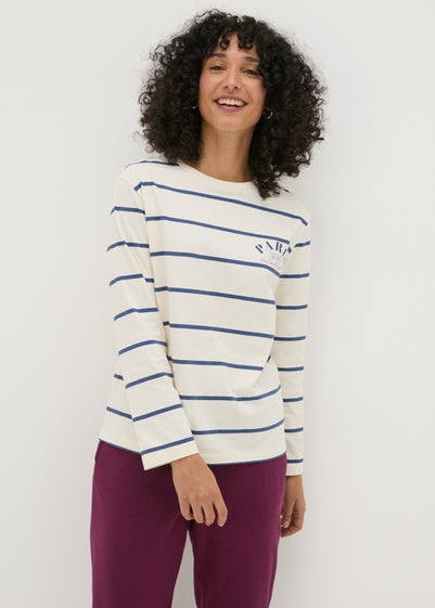 Cream Stripe Paris Long Sleeve Top