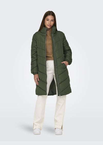 JDY Forest Green Padded Midi Coat