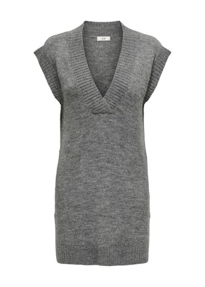 Grey V Neck Jumper Dress