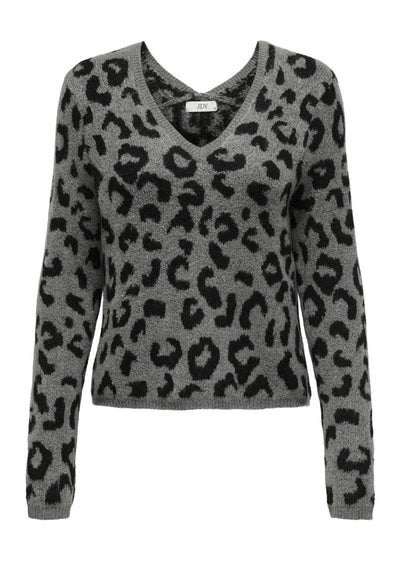 JDY Grey Leopard Knitted Jumper