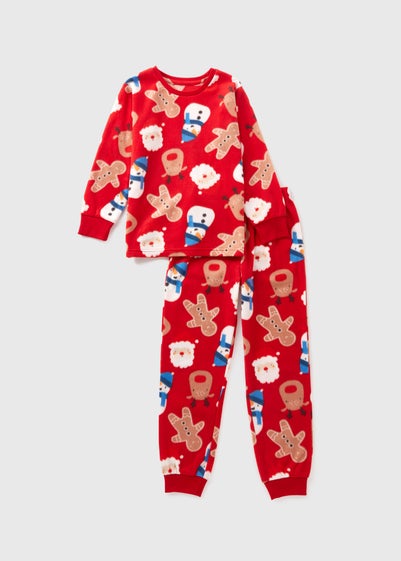 Kids Red Fleece Christmas Pyjama Set (1-7yrs)