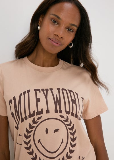 Beige Smiley Graphic T-Shirt