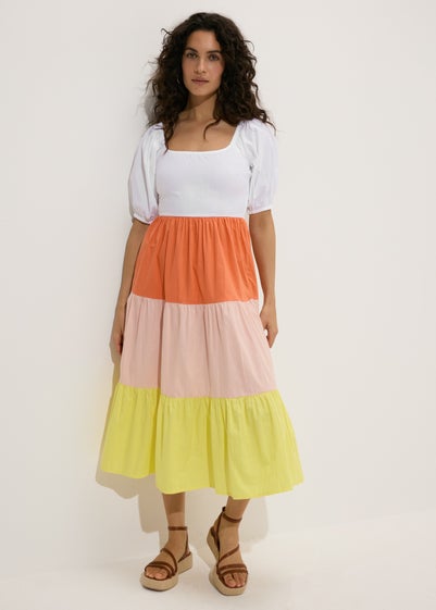 Multicolour Linen Smock Maxi Dress