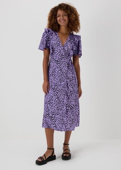 Purple Floral Wrap Dress