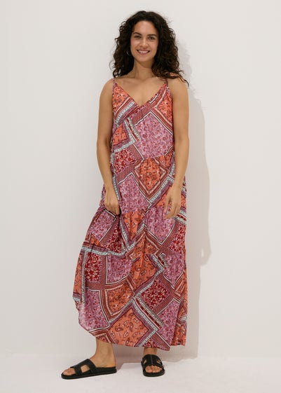 Multicolour Patchwork Print Cami Dress