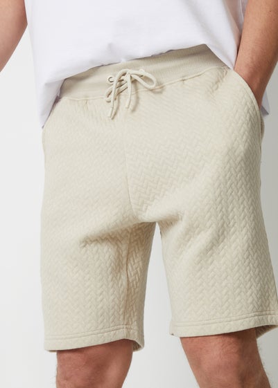 Threadbare Stone Cotton Blend Textured Sweat Shorts