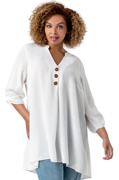 Roman Ivory Button Detail Tunic Top