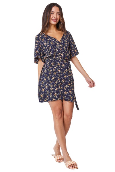 Roman Dusk Navy Ditsy Floral Print Playsuit