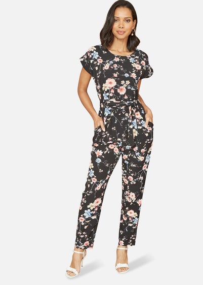 Yumi Black Blossom Print Jumpsuit