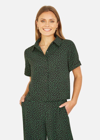 Yumi Black Ditsy Print Shirt