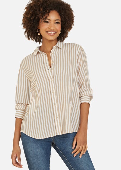 Yumi Brown Stripe Cotton Shirt