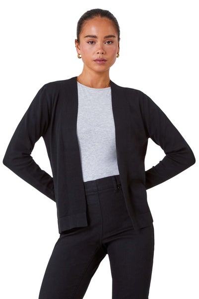 Roman Black Petite Plain Stretch Cardigan