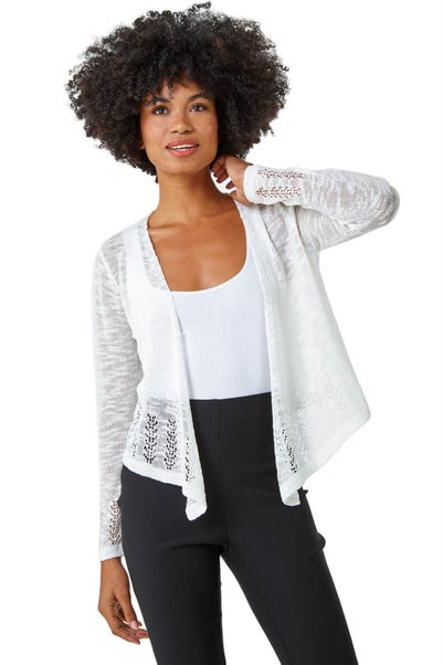 Roman Ivory Lightweight Knitted Shrug