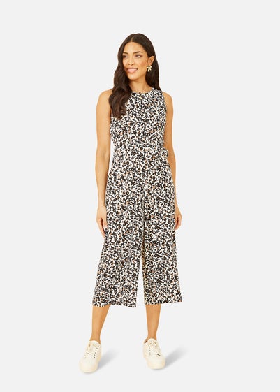 Mela Brown Animal Print Sleeveless Culotte Jumpsuit