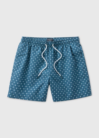 Navy Printed Swim Shorts